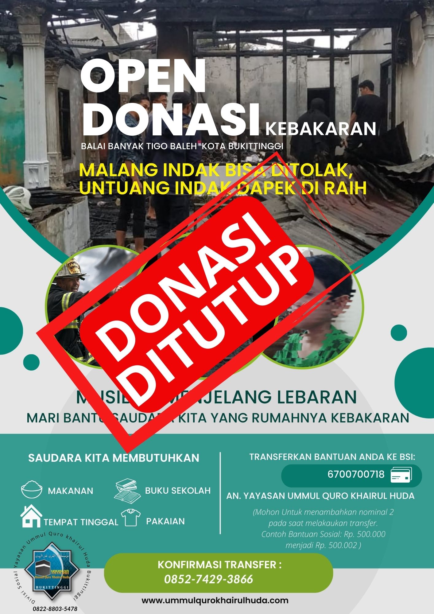 DONASI KEBAKARAN DITUTUP