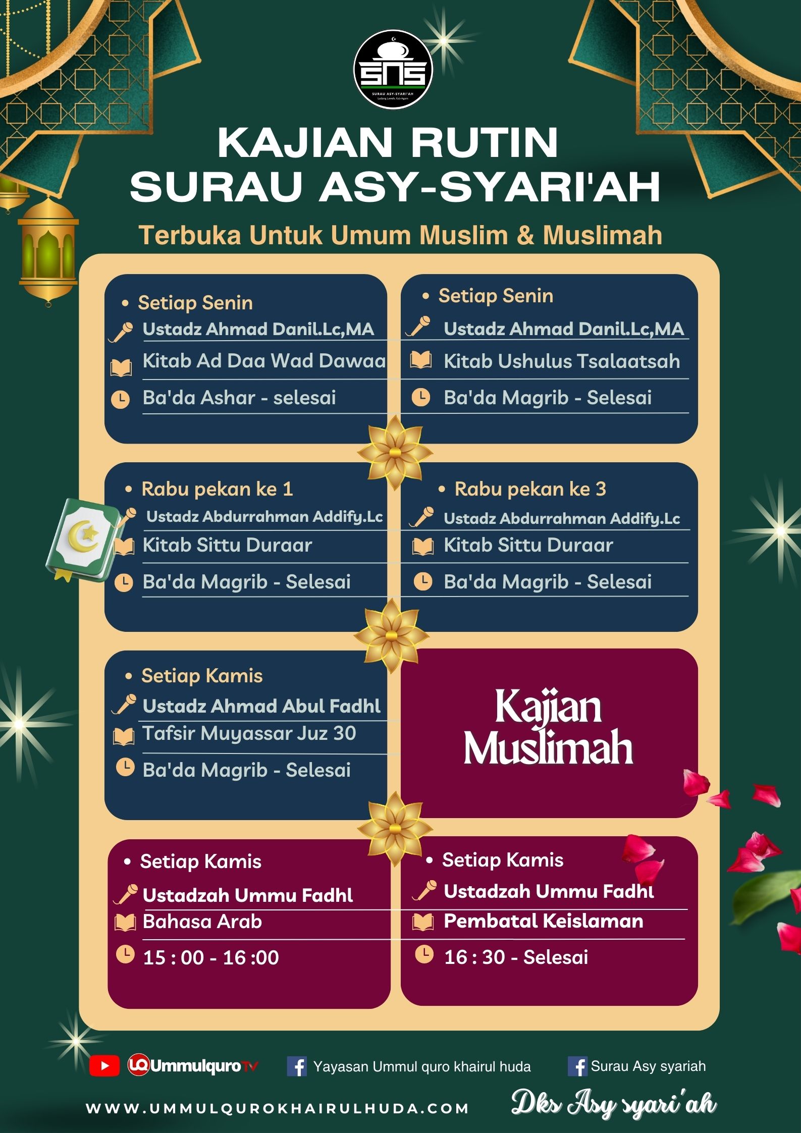 JADWAL KAJIAN SURAU ASY SYARI'AH