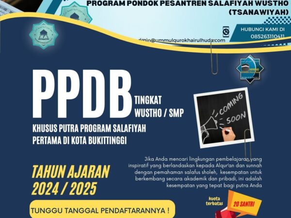 PPDB Tingkat Salafiyah Wustho (SMP) Ma'had Tahfidzhul Qur'an Mutiara Sunnah