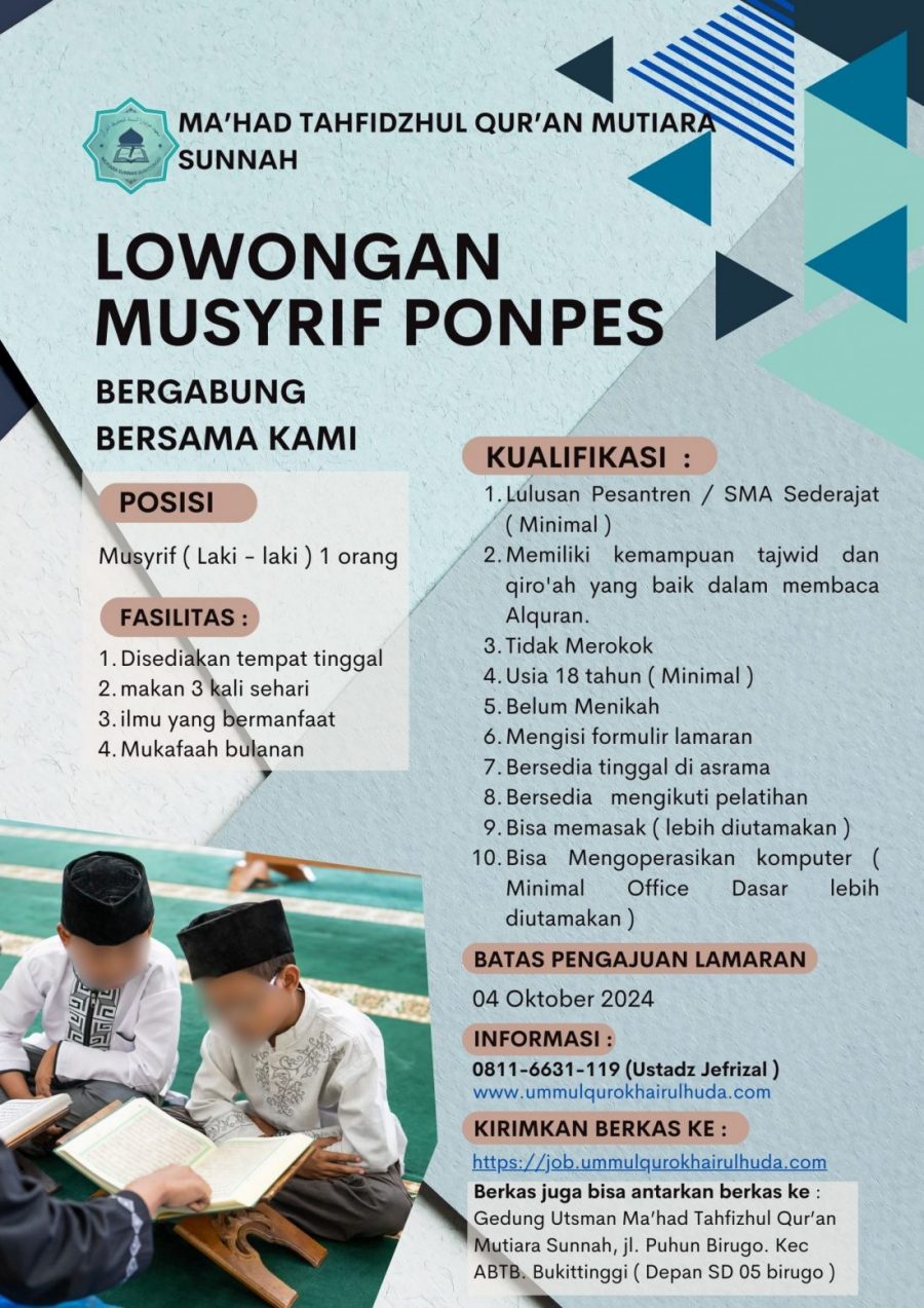 LOWONGAN MUSYRIF LOWONGAN MUSYRIF