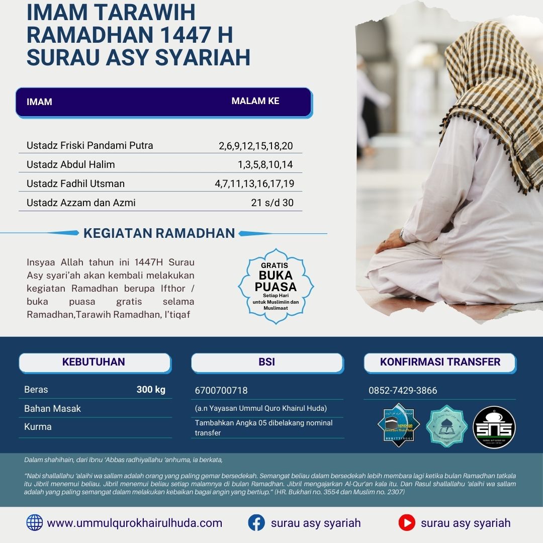 JADWAL IMAM TARAWIH 1447H
